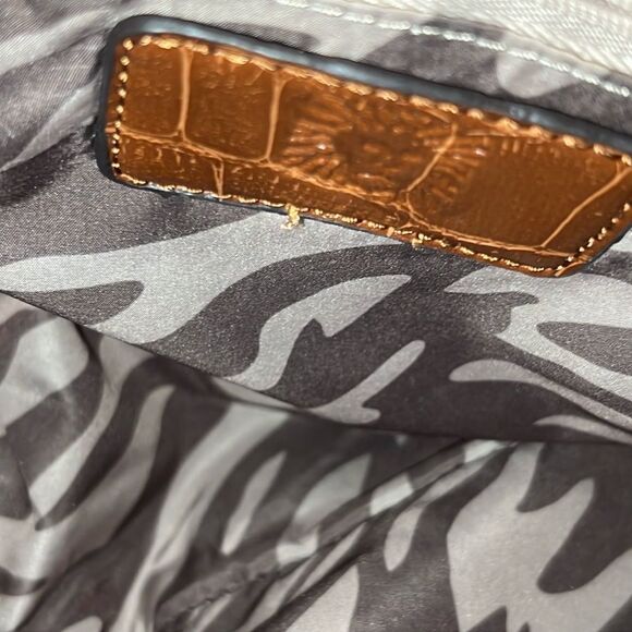 Anne Klein bag vintage tan brown animal snake faux leather gold tone EUC - Picture 5 of 10